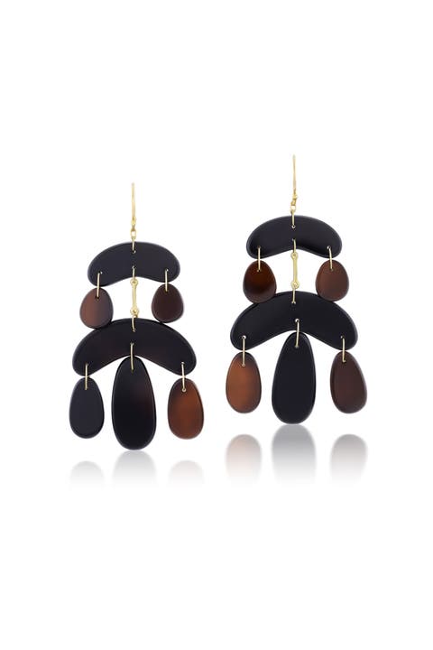 Tiny Black Onyx Chandelier Earrings