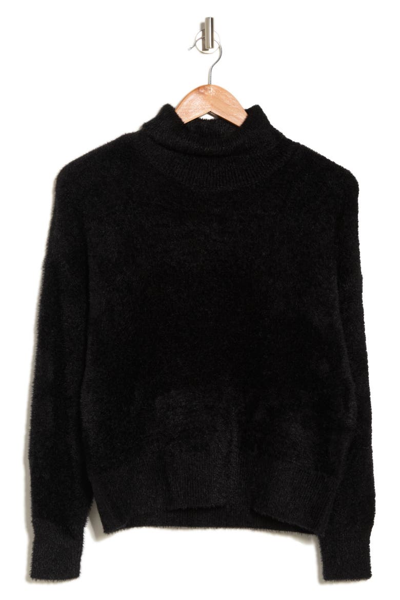 Eyelash Knit Slouch Sweater, Alternate, color, BLACK