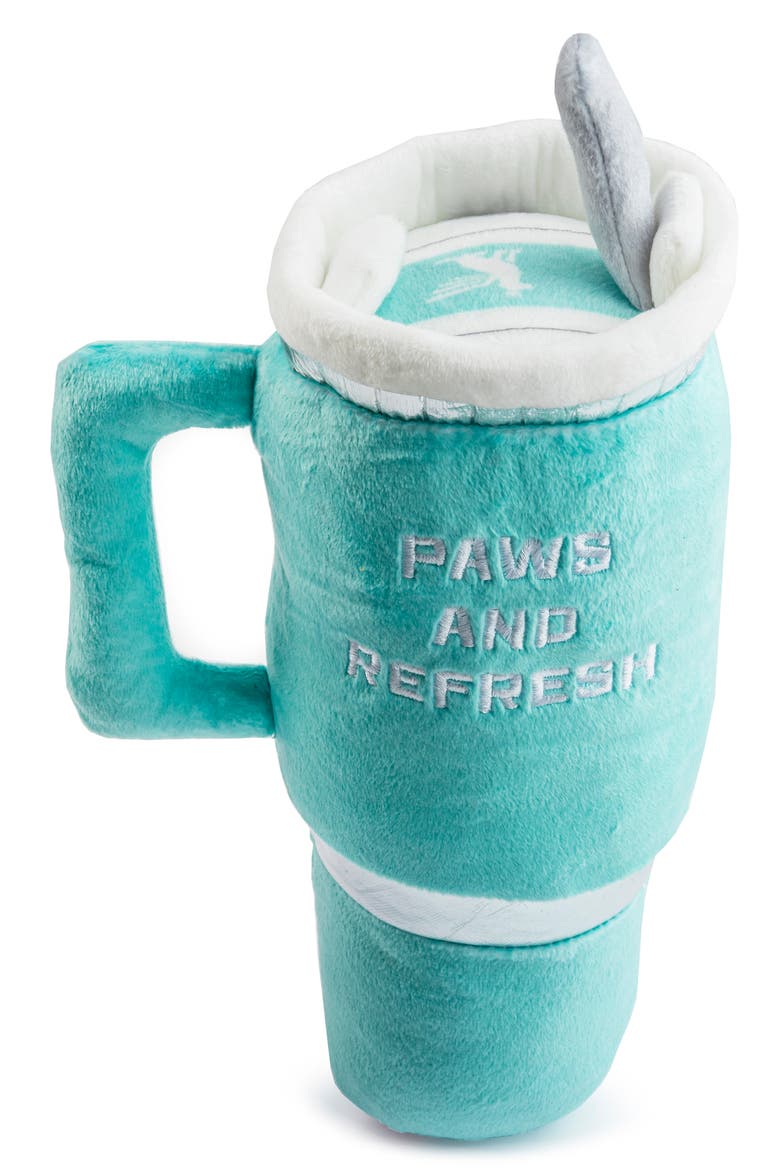 Snuggly Cup Plush Dog Toy, Alternate, color, TEAL