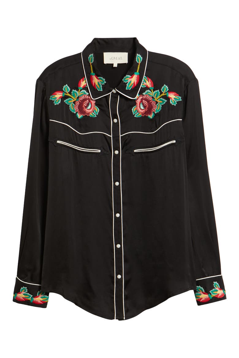 Heirloom Rose Snap-Up Shirt, Alternate, color, BLACK