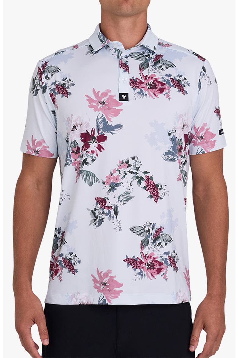 Core Floral Performance Golf Polo, Main, color, GO TO THE GARDEN - FOXGLOVE