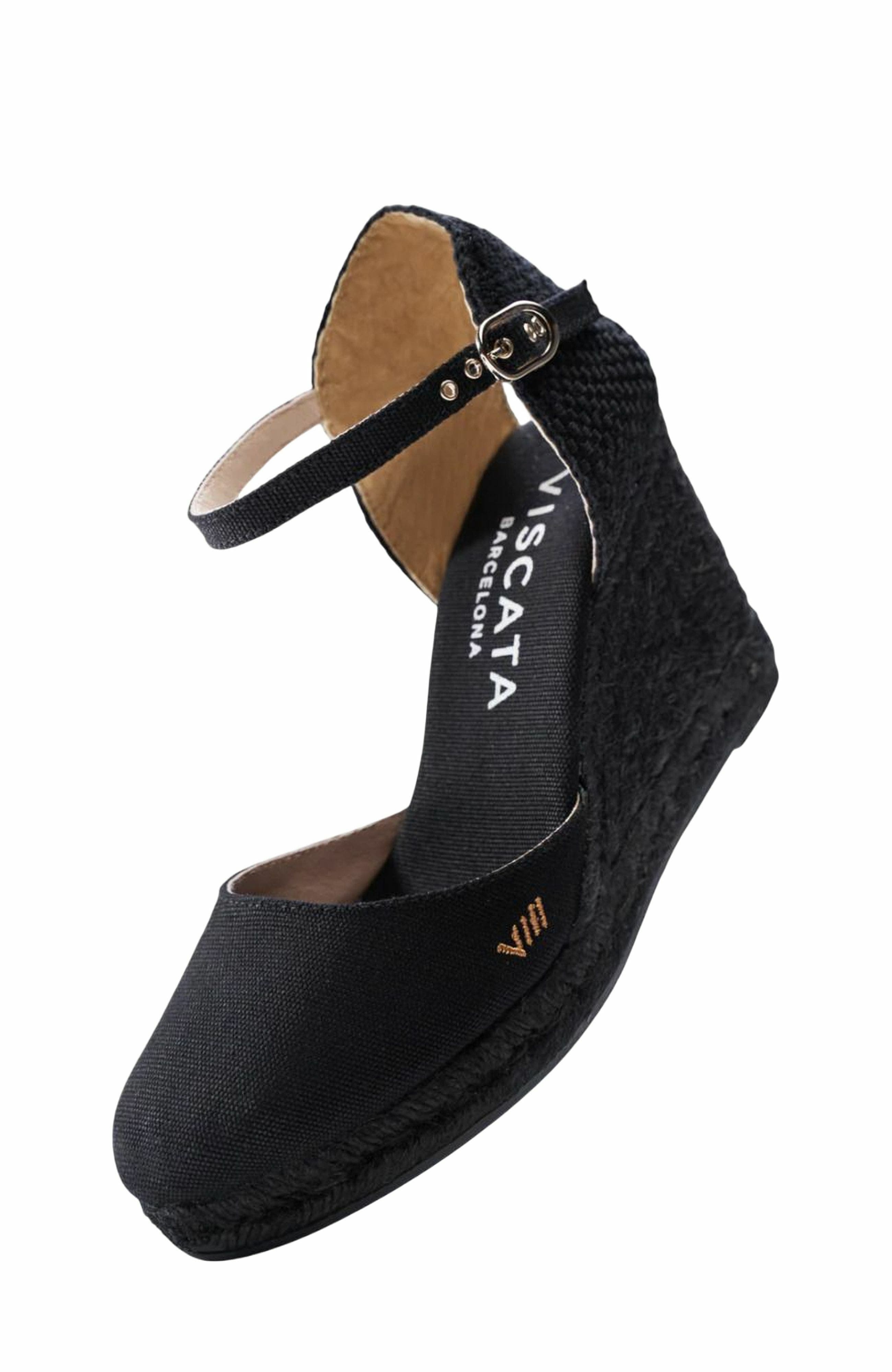 Satuna Canvas Espadrille Wedges, Alternate, color, Black/Black