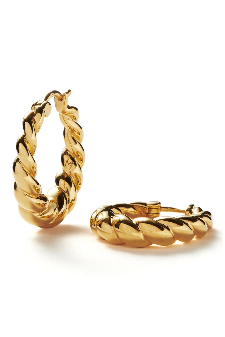 Twisted Tidal Medium Hoop Earrings, Main, color, GOLD
