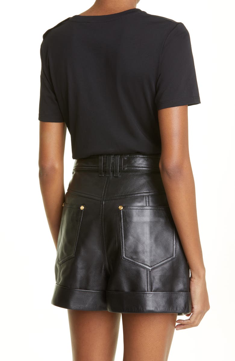 Balmain Button Shoulder Cotton Logo Tee, Alternate, color, 