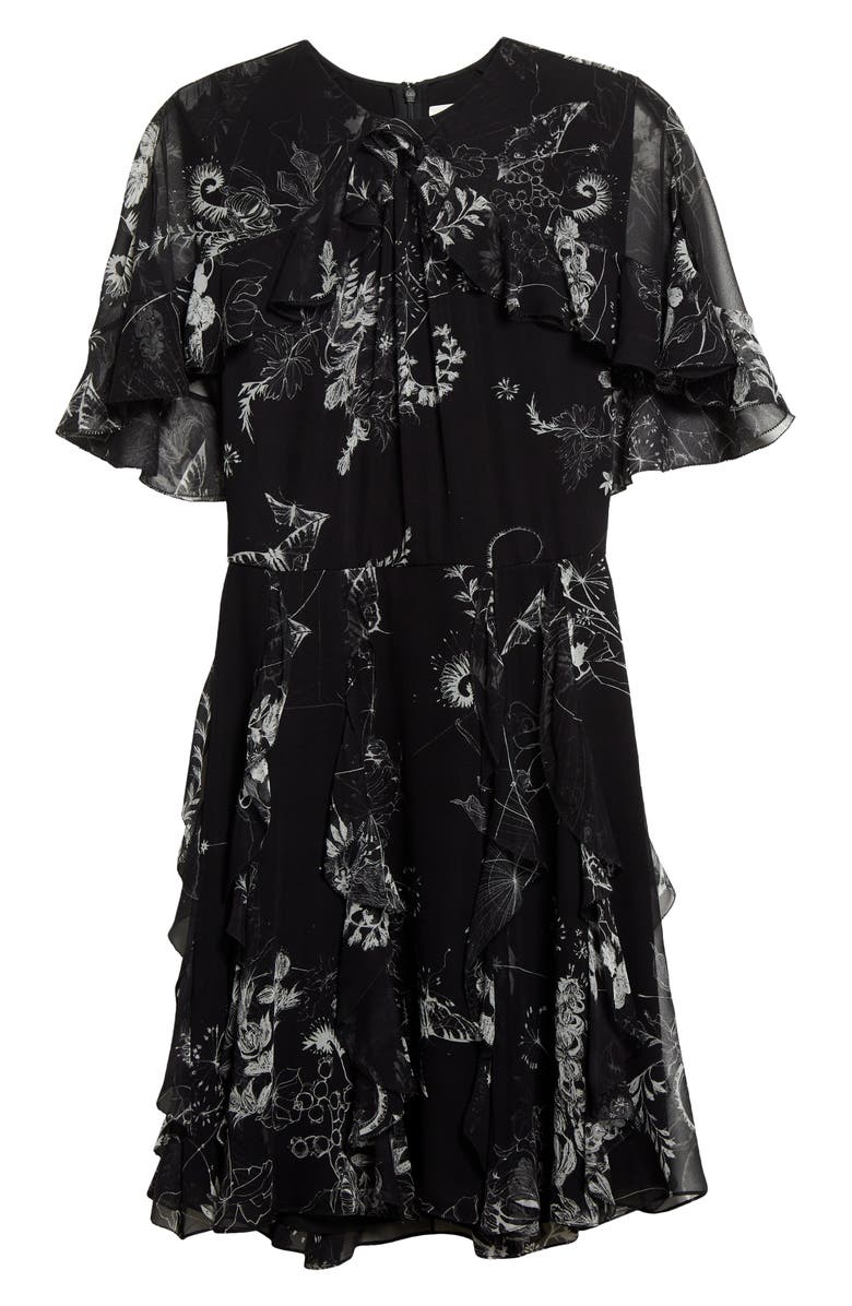 Jason Wu Collection Floral Cape Sleeve Silk Chiffon Dress, Alternate, color, 