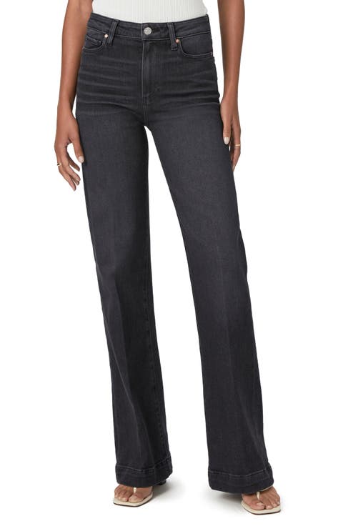 Leenah High Waist Wide Leg Jeans (Black Lotus)