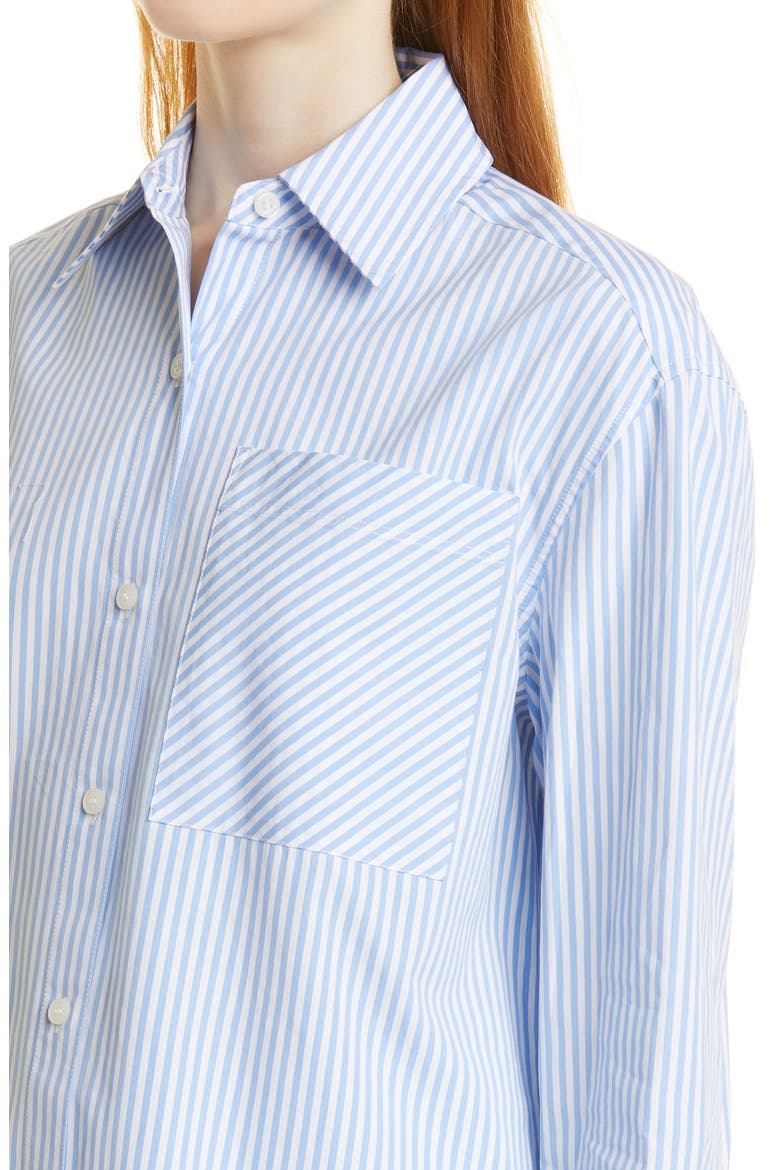 Oversize Poplin Button-Up Shirt, Alternate, color, BLUE TOPSAIL- WHITE STRIPE