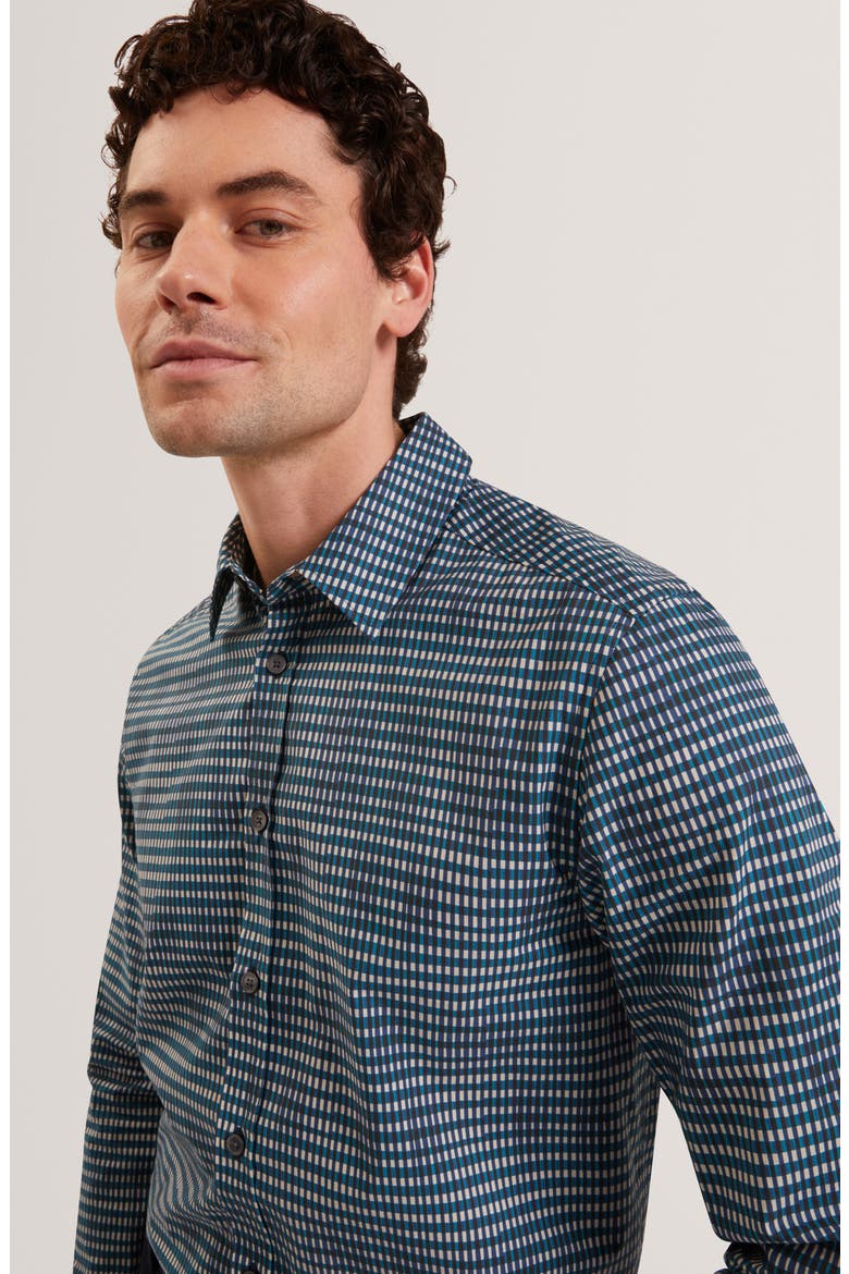 Huayna Long Sleeve Regular Fit Button-Up Shirt, Alternate, color, TEAL-BLUE