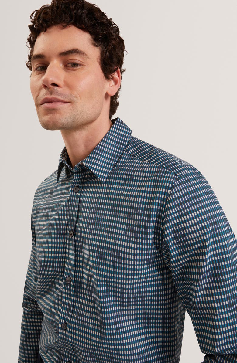 Ted Baker Huayna Long Sleeve Regular Fit Button-Up Shirt, Alternate, color, Teal-Blue