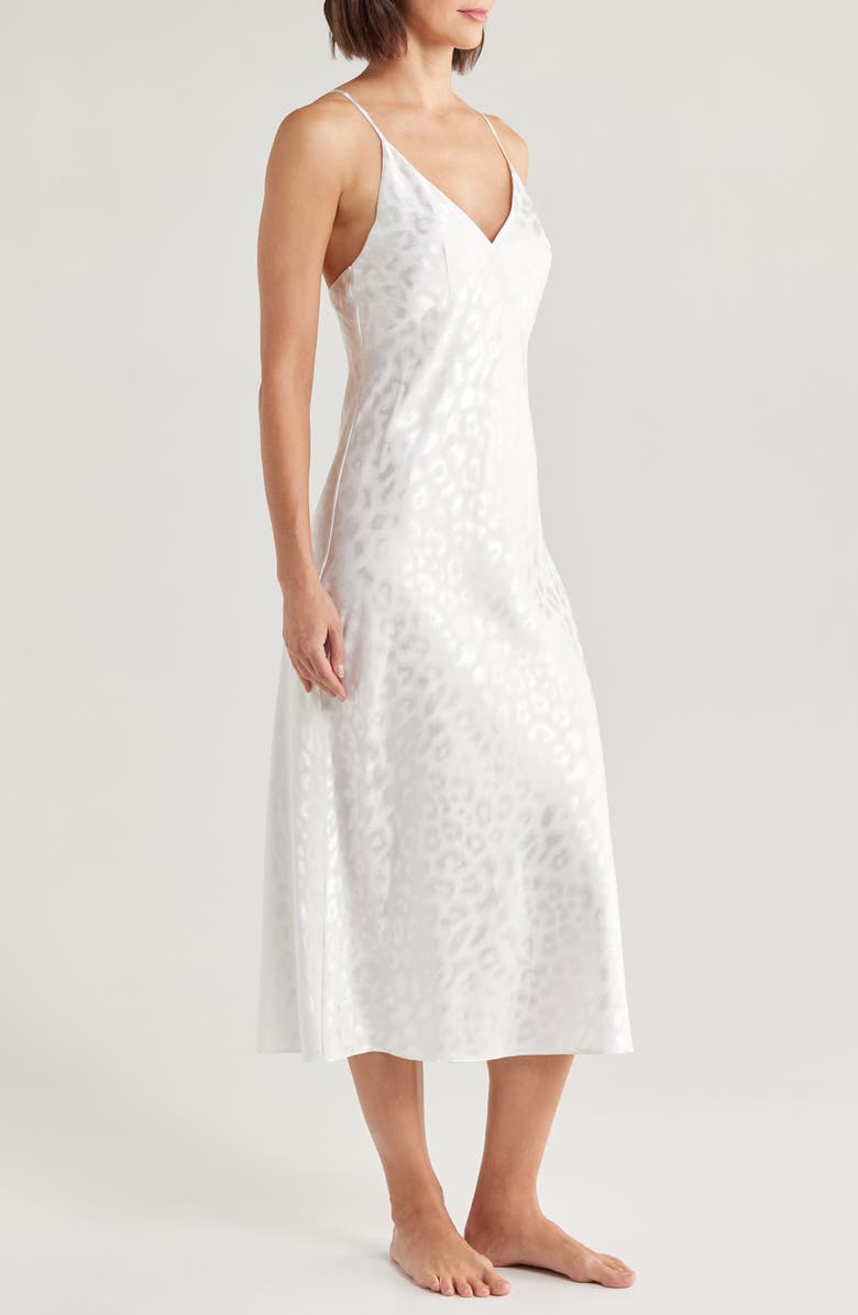 Natori Decadence Leopard Jacquard Satin Chemise, Alternate, color, Warm White