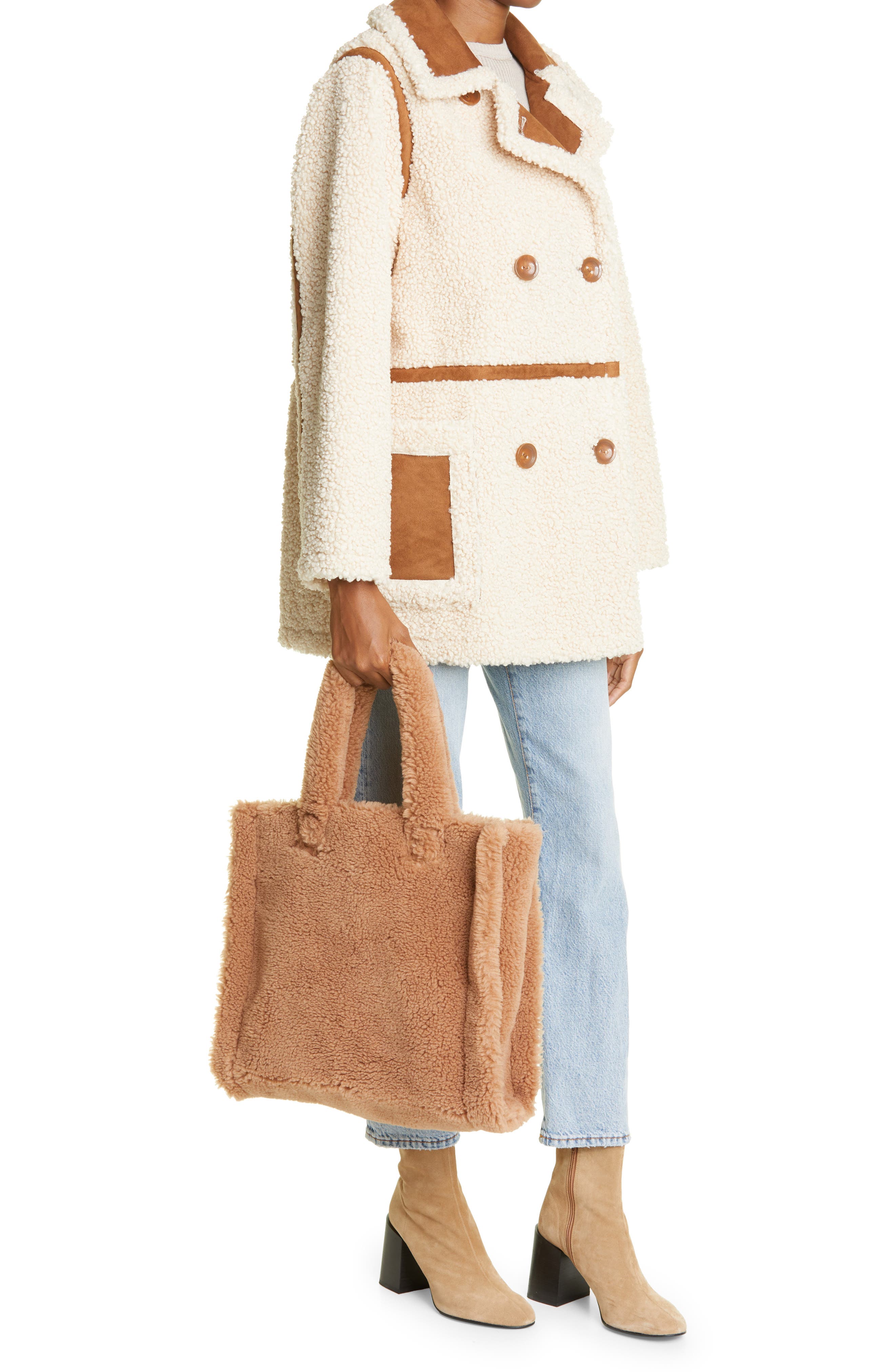 Stand Studio Medium Lolita Faux Shearling Teddy Tote, Alternate, color, 