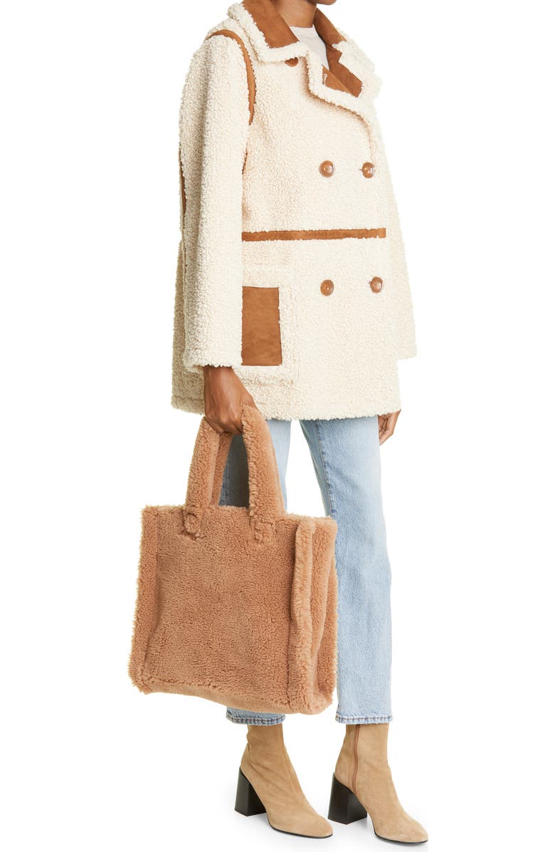 Stand Studio Medium Lolita Faux Shearling Teddy Tote, Alternate, color,