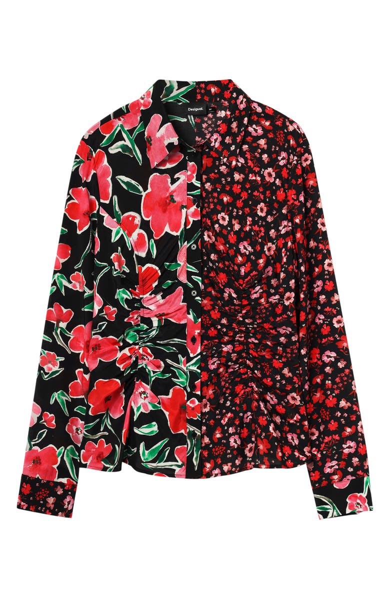 Desigual Floral Gathered Shirt, Alternate, color, 