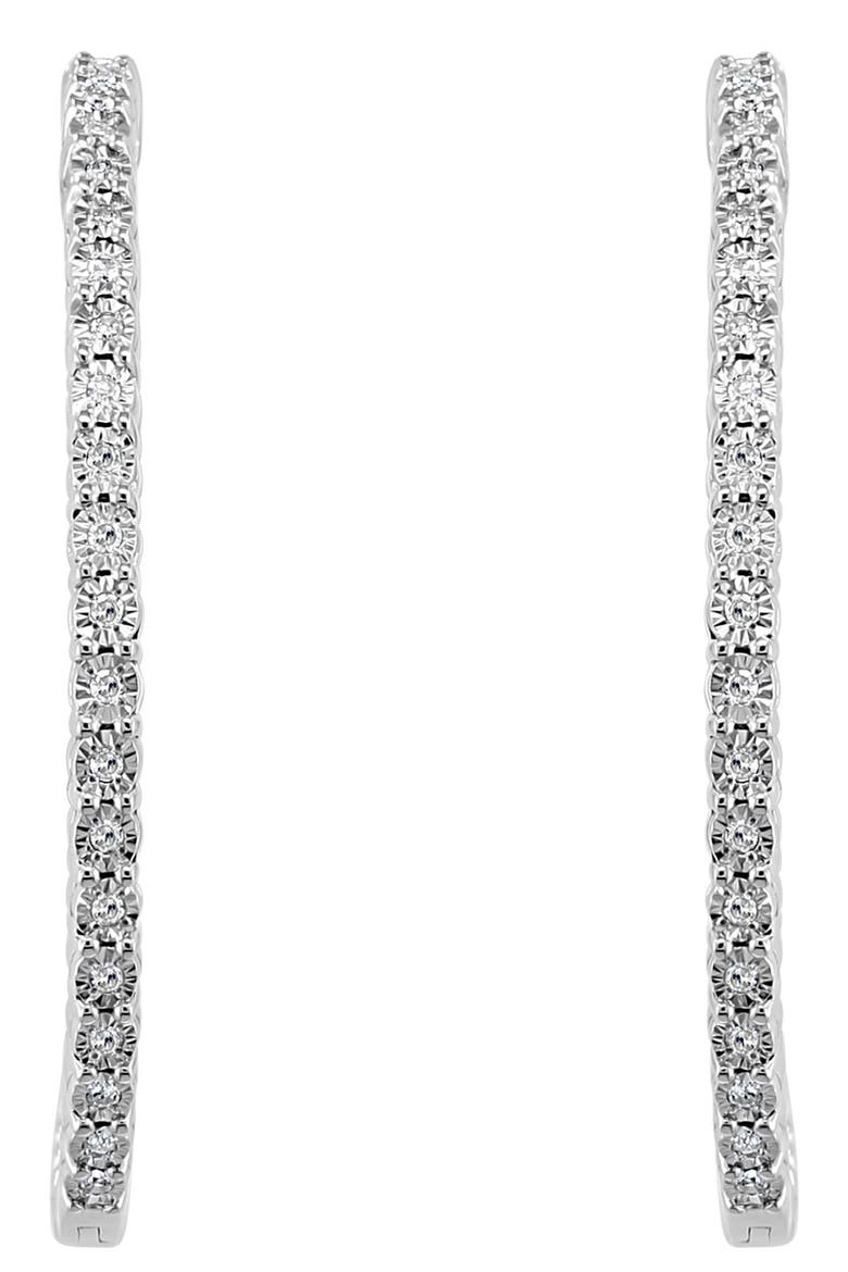 Sterling Silver Diamond Hoop Earrings - 0.46 ctw, Alternate, color, WHITE