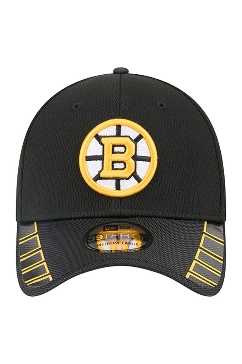 Men's New Era  Black Boston Bruins Visor Hit 39THIRTY Flex Hat, Alternate, color, Black