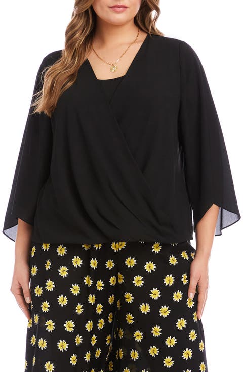 Drape Crossover Crepe Top (Plus)
