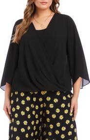 Karen Kane Drape Crossover Crepe Top