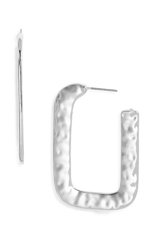 Open Edit Watery Rectangular Hoop Earrings In Metallic