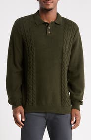 Lucky Brand Textured Long Sleeve Polo