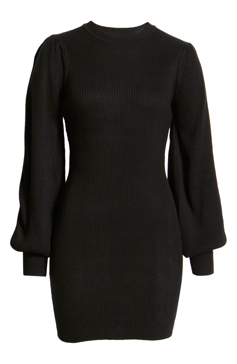 Bishop + Young Kyla Rib Long Sleeve Sweater Dress, Alternate, color, Caviar