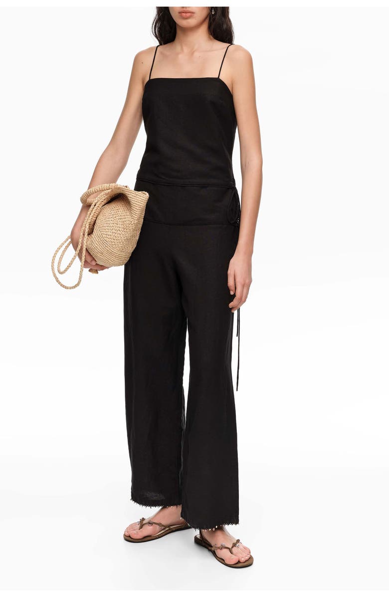 Bimba y Lola Black Jumpsuit With Adjustable Waist And Stones, Alternate, color, Black
