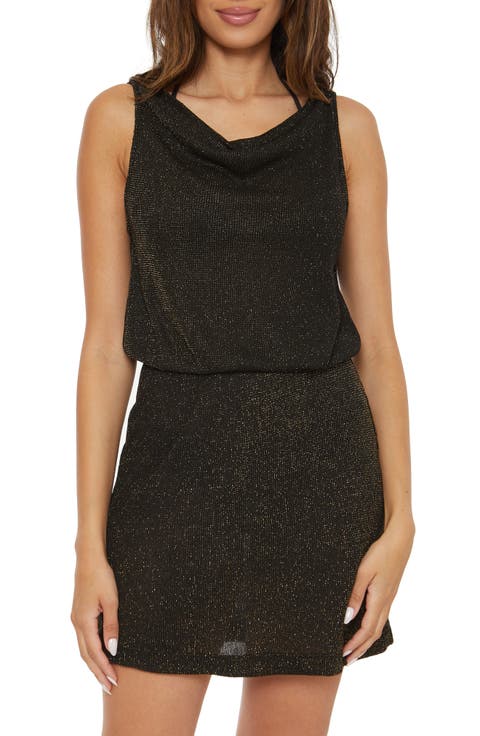 Gilded Metallic Cover-Up Sheath Dress