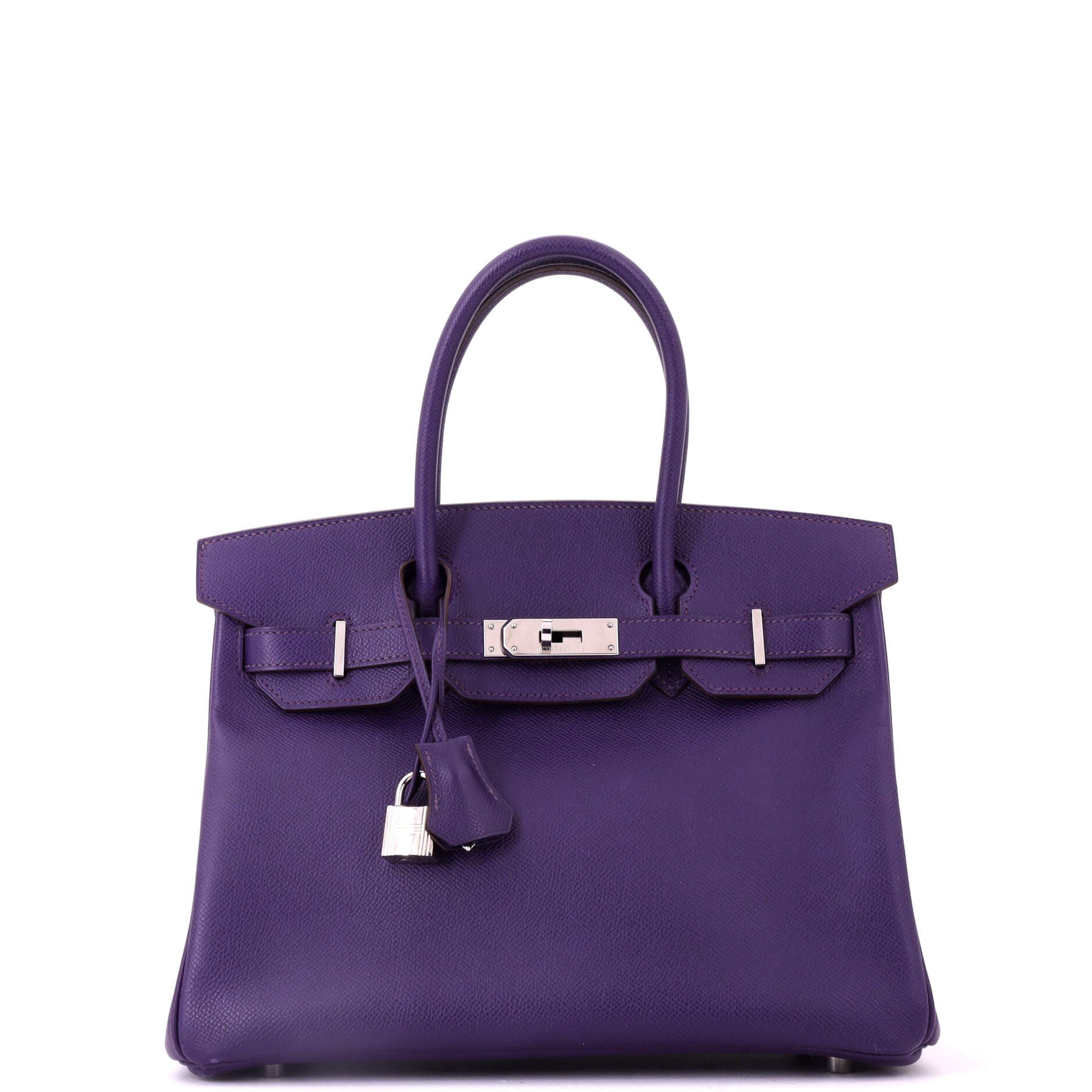 Pre-Owned Hermes Birkin Handbag Purple Epsom with Palladium Hardware 30, Main, color, Iris
