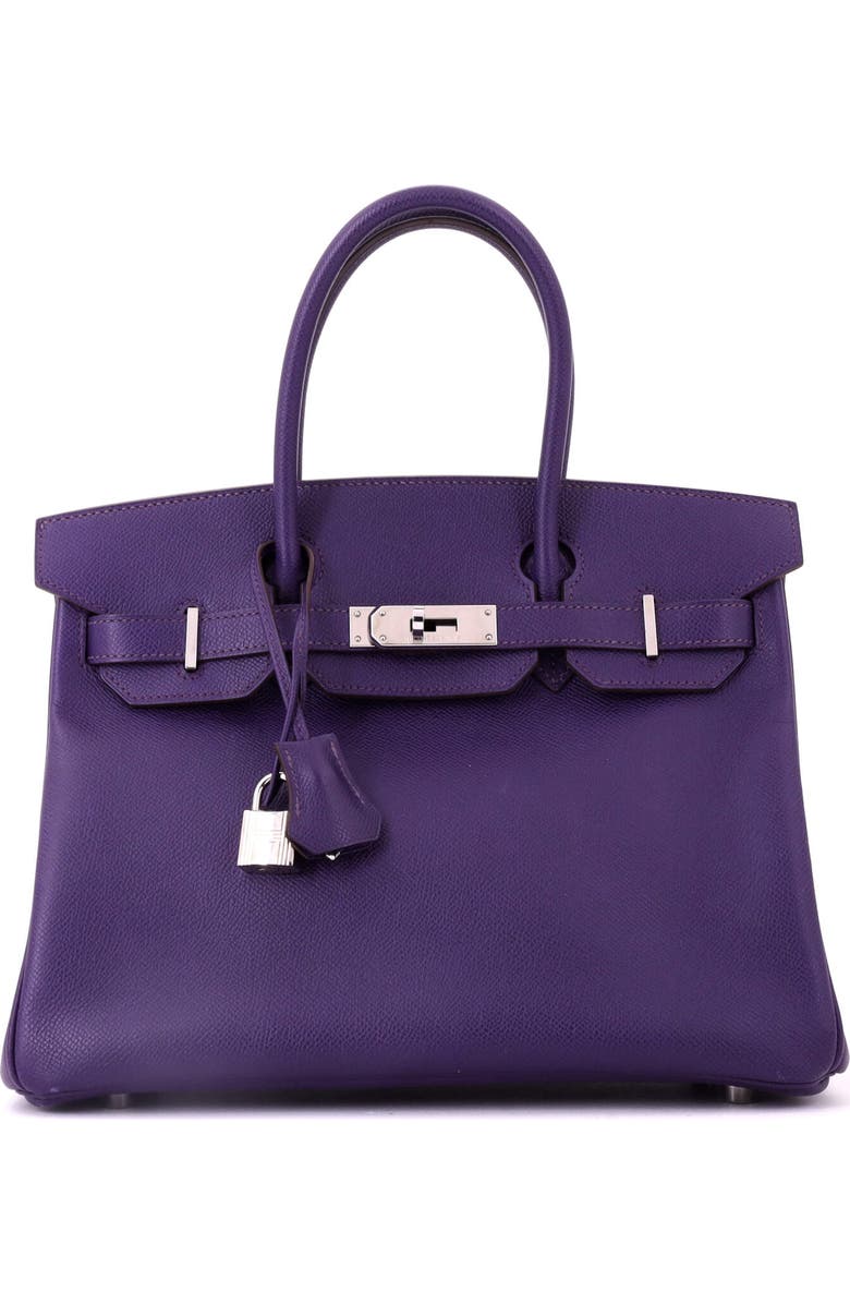 Pre-Owned Hermes Birkin Handbag Purple Epsom with Palladium Hardware 30, Main, color, Iris
