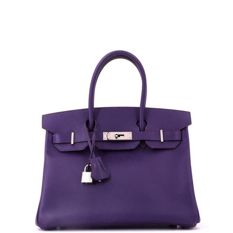 Birkin Handbag Purple Epsom with Palladium Hardware 30