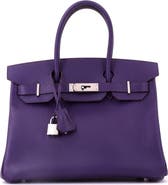 Pre-Owned Hermes Birkin Handbag Purple Epsom with Palladium Hardware 30