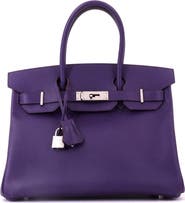 Pre-Owned Hermes Birkin Handbag Purple Epsom with Palladium Hardware 30