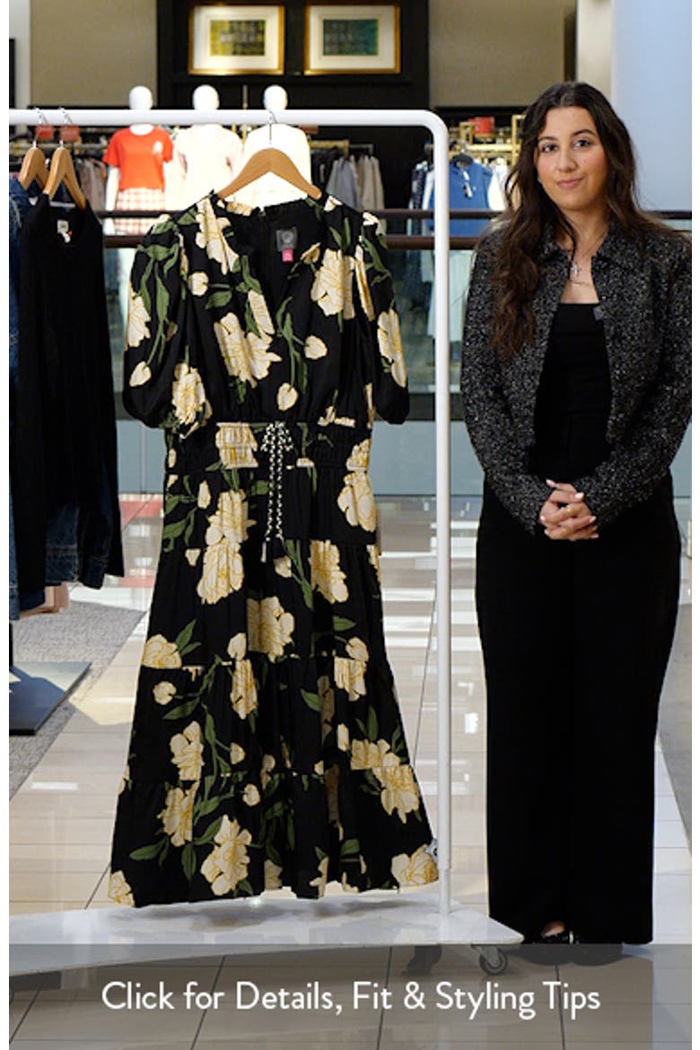 Floral Puff Sleeve Midi Dress video