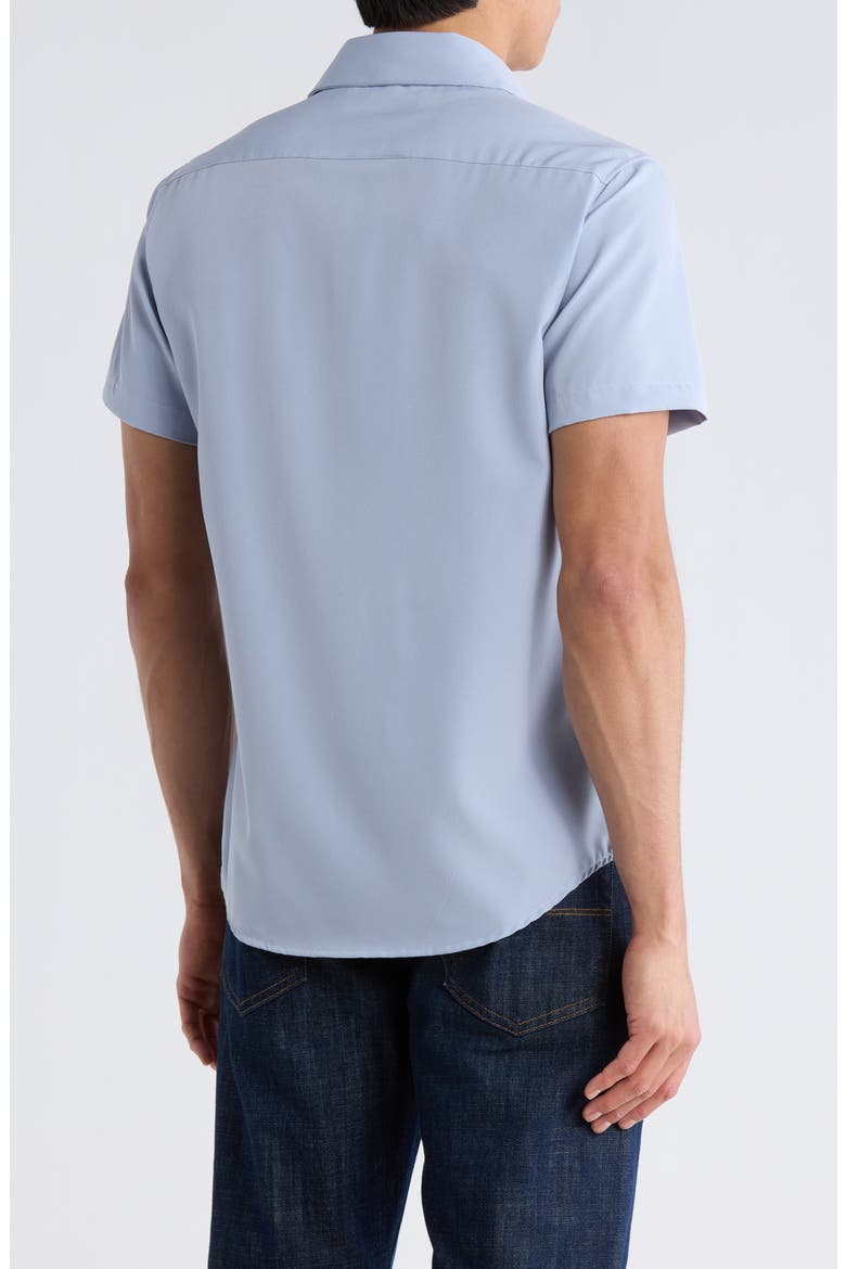 Zen Dressy Tech Short Sleeve Button-Up Shirt, Alternate, color, BLUE