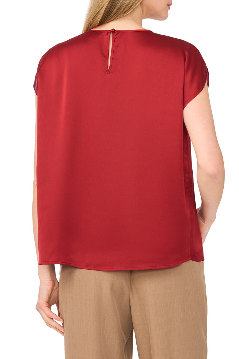 Shirred Satin Top, Alternate, color, WINE