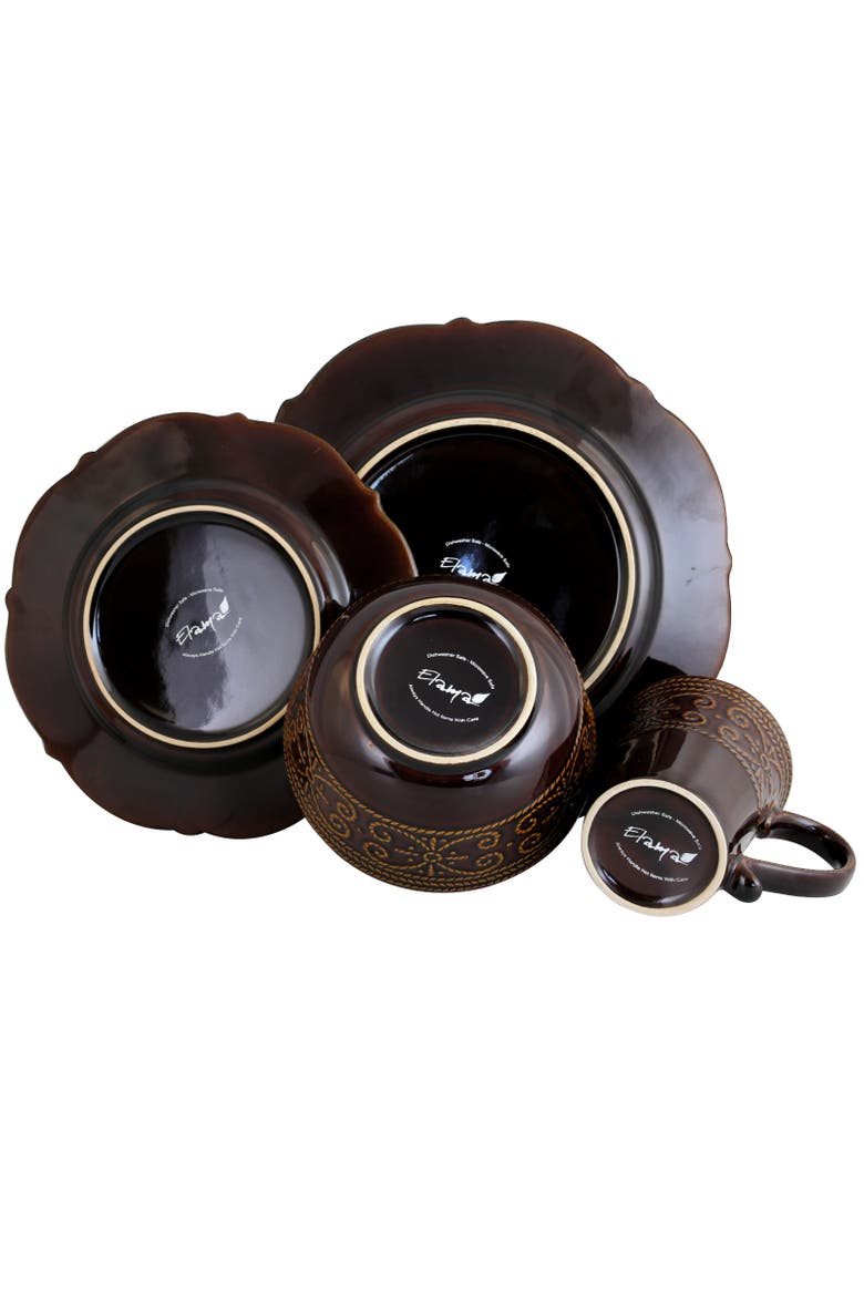 Salia 16 Piece Stoneware Dinnerware Set, Alternate, color, Brown