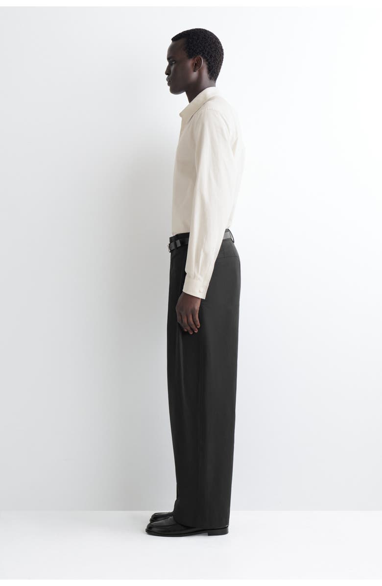 COS Wide-Leg Pleated Cotton Pants, Alternate, color, Black