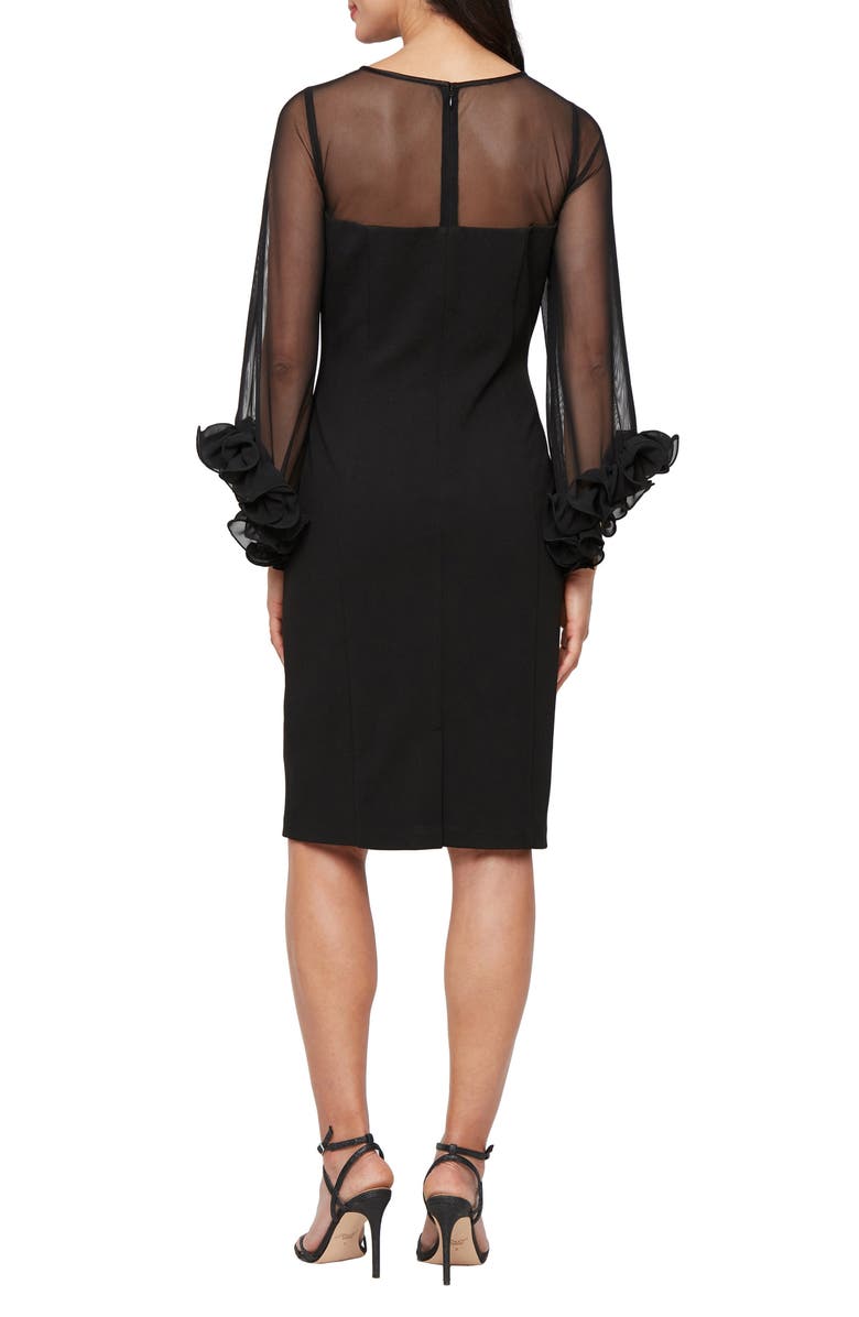 Alex Evenings Long Sleeve Crepe Cocktail Dress, Alternate, color, Black