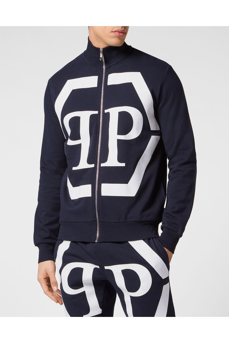 Jogging Jacket Hexagon Men, Main, color, bluenavy/white