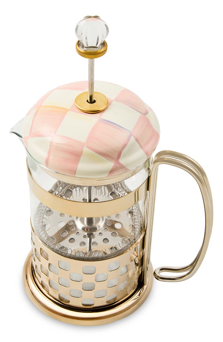 MACKENZIE CHILDS Rosy Check French Press, Main, color, Rosy