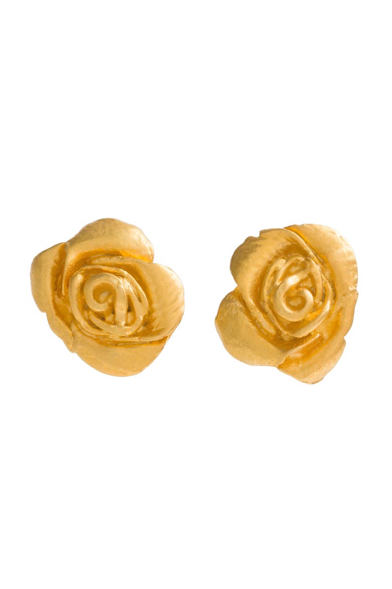 Rose Studs Earrings, Main, color, Gold