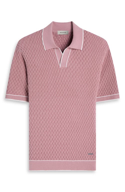Bugatchi Johnny Collar Basket Stitch Cotton Blend Polo Sweater In Gold