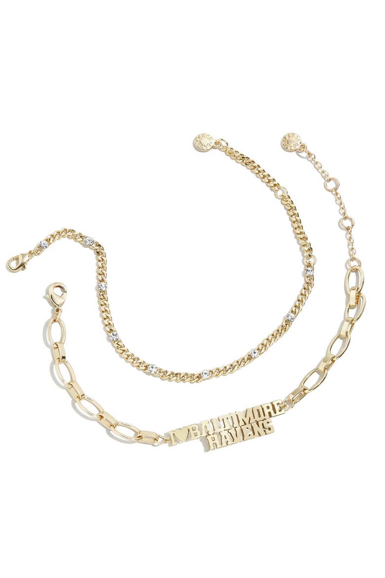 x Baublebar Gold Baltimore Ravens Linear Bracelet Set, Main, color, Gold