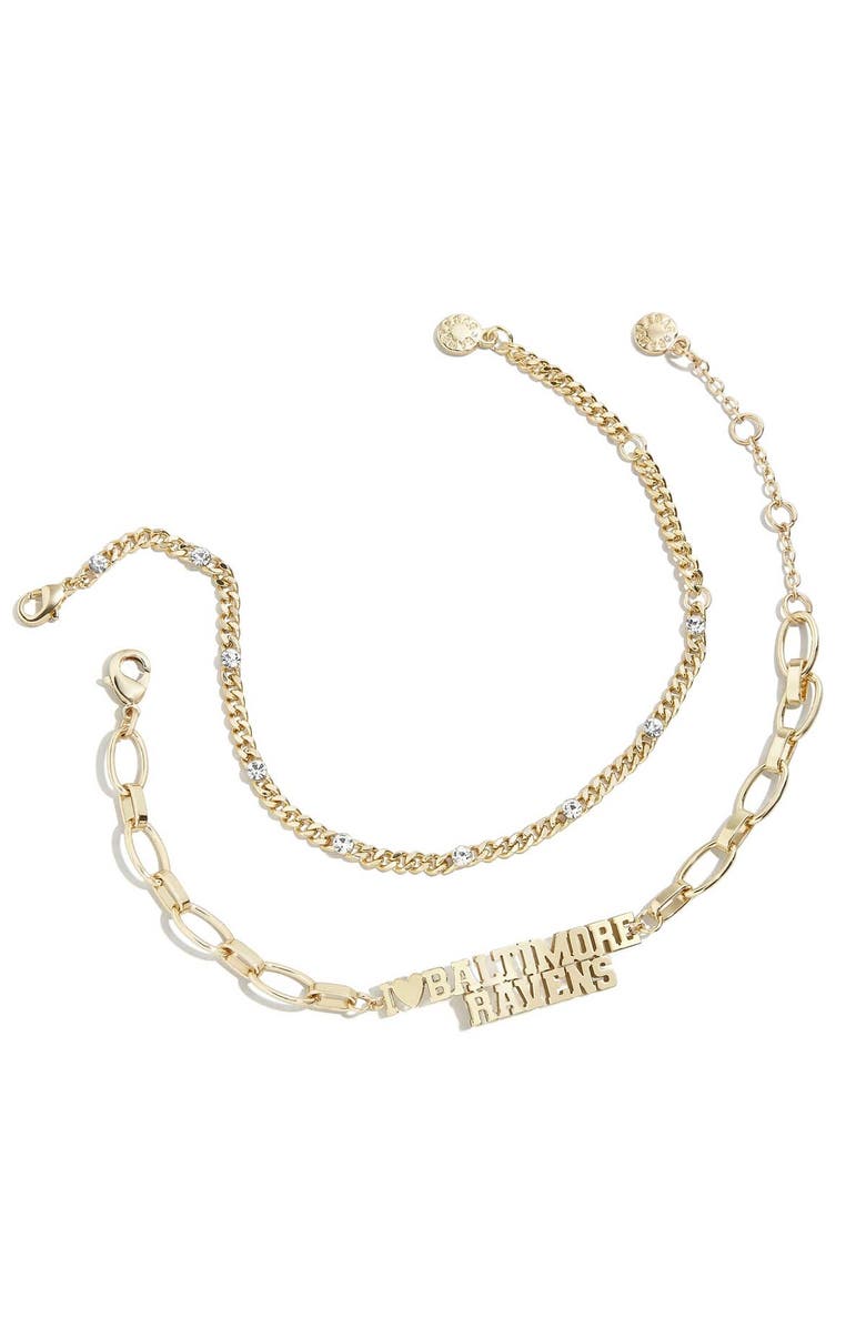 WEAR by Erin Andrews x Baublebar Gold Baltimore Ravens Linear Bracelet Set, Main, color, 