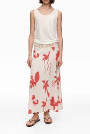 Bimba y Lola A-Line Mixed-Material Midi Skirt