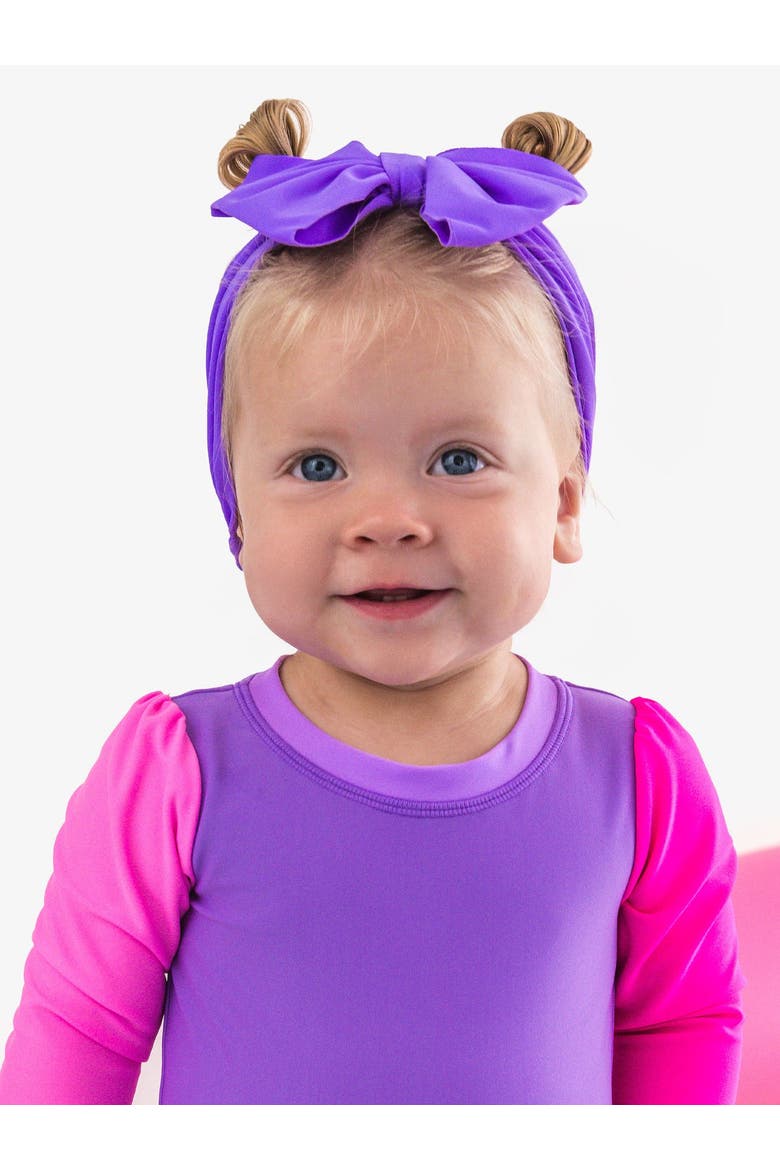Girls UPF50+ Swim Bow Headband, Alternate, color, Neon Purple
