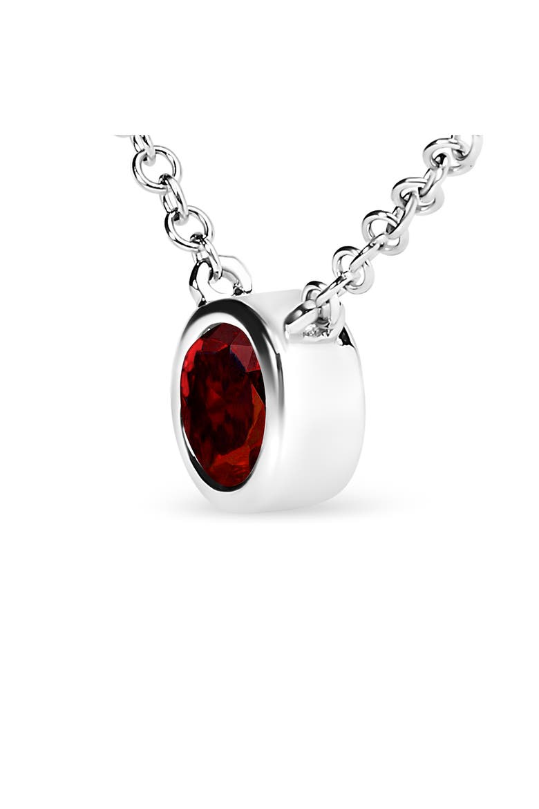 14K White Gold 1/2 Cttw Red Lab Grown Diamond Bezel-Set Solitaire Pendant Necklace, Alternate, color, White