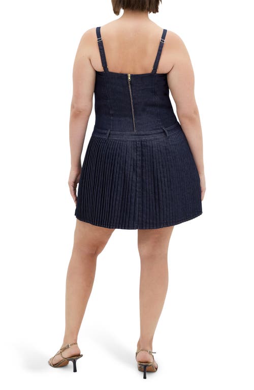 City Chic Skye Fit & Flare Denim Minidress In Dark Denim