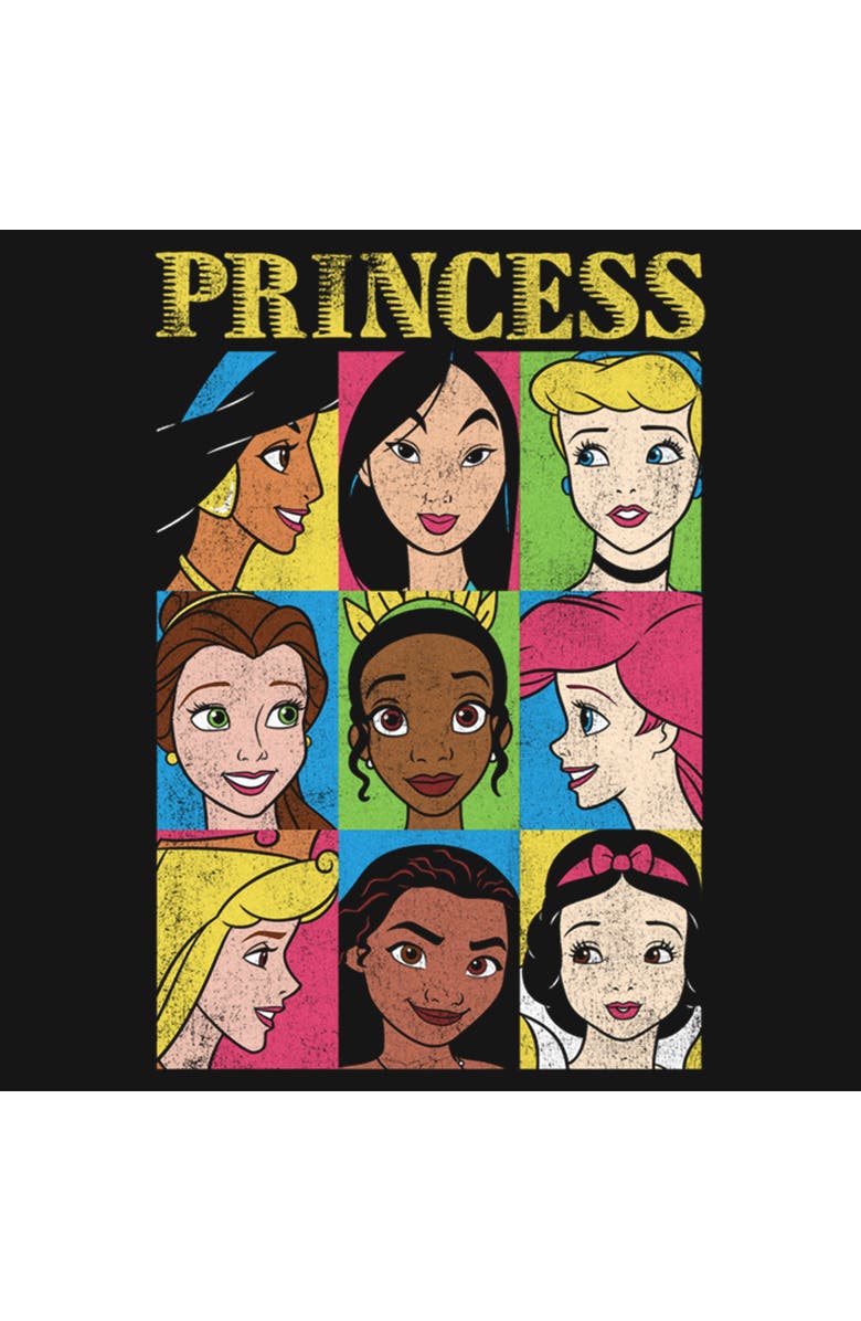 Disney Women's Disney Princess Distressed Close-Up Poster  Graphic T-Shirt, Alternate, color, Black
