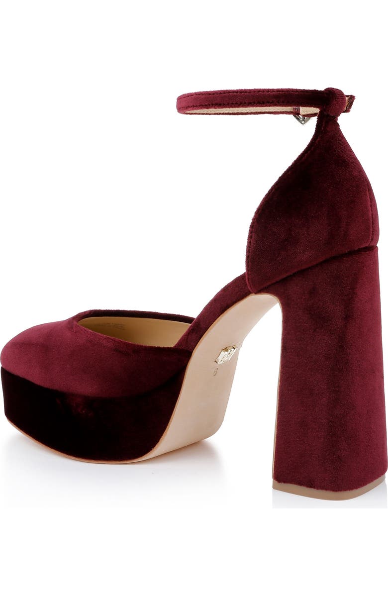 Badgley Mischka Collection Jayda Ankle Strap Platform Pump, Alternate, color, Wine Velvet