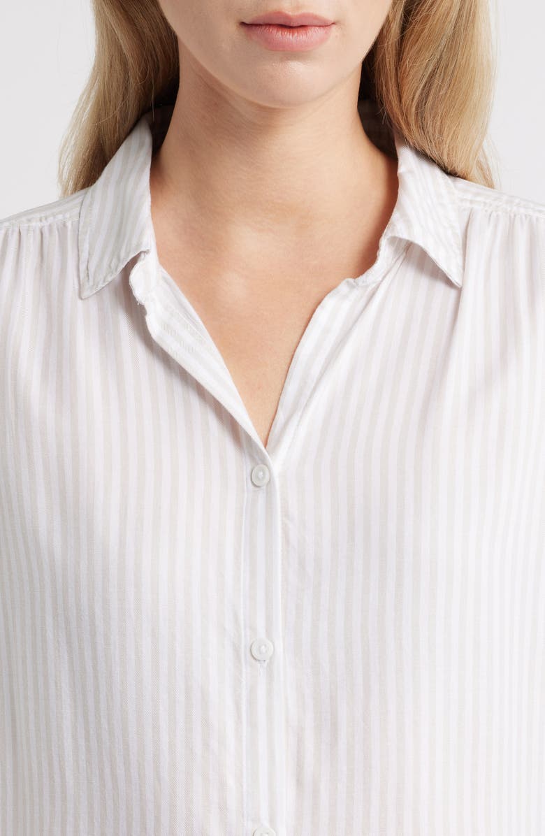 beachlunchlounge Daria Stripe Button-Up Shirt, Alternate, color, Light Cocoa